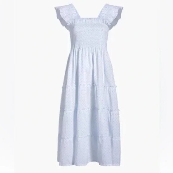💕HILL HOUSE💕 The Ellie Nap Dress ~ White with Blue Swiss Dots Large - Picture 5 of 12